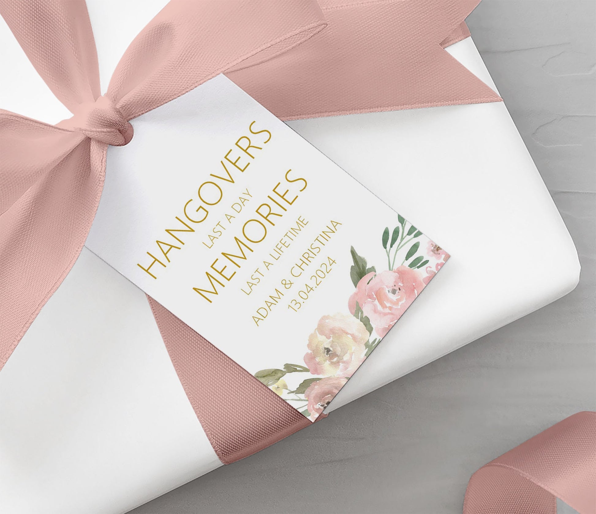 Hangover Kit Wedding Gift Tags - Blush Floral