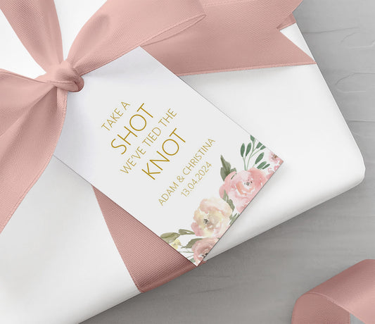 Take A Shot Wedding Gift Tags - Blush Floral