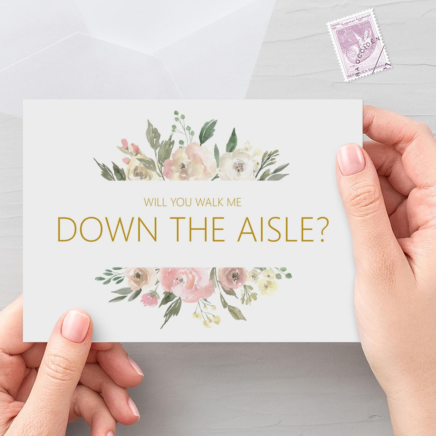 Will You Walk Me Down The Aisle? Proposal Card - Blush Floral