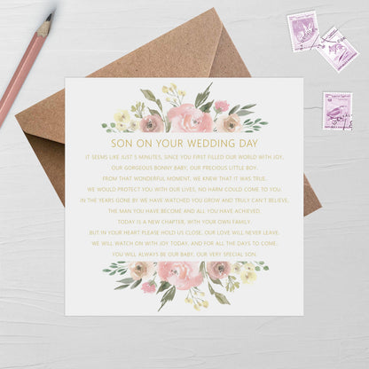 Son On Your Wedding Day Card - Blush Floral