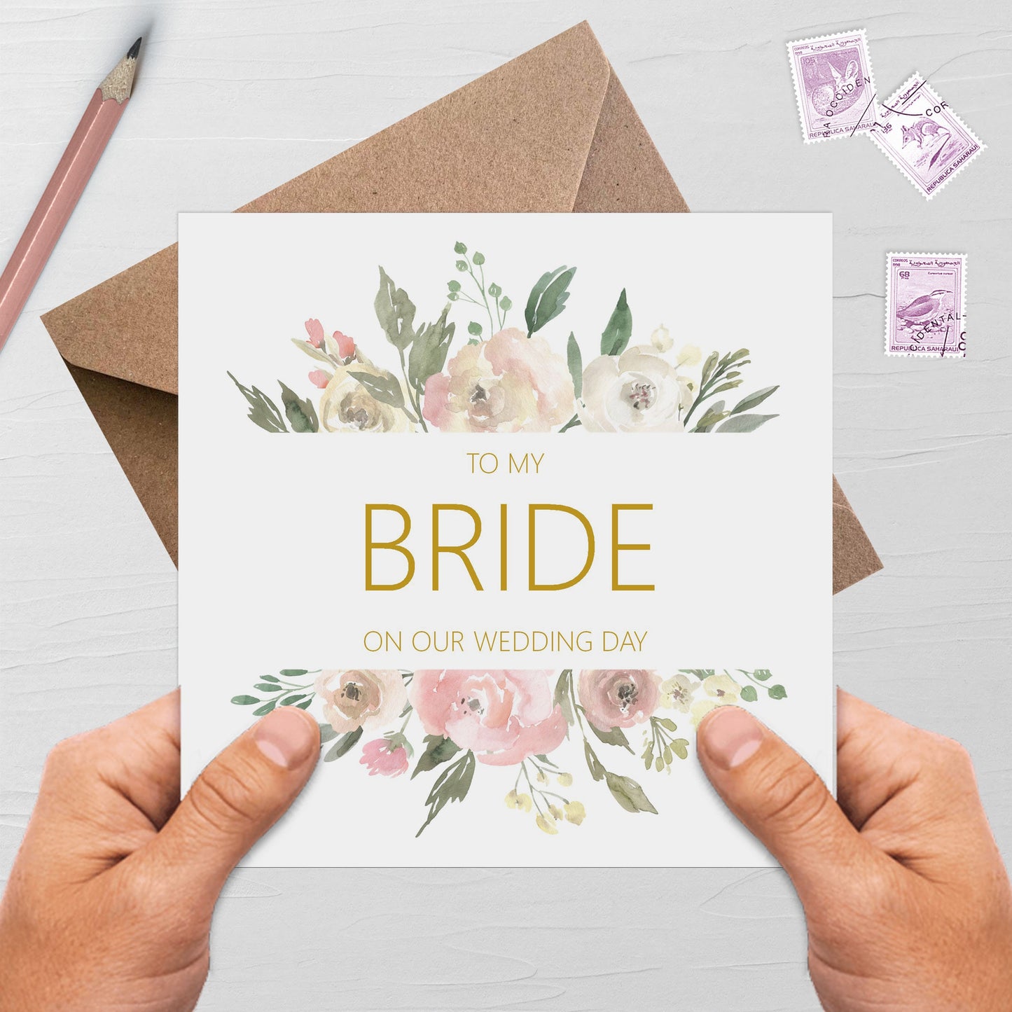 Bride On Our Wedding Day Card- Blush Floral