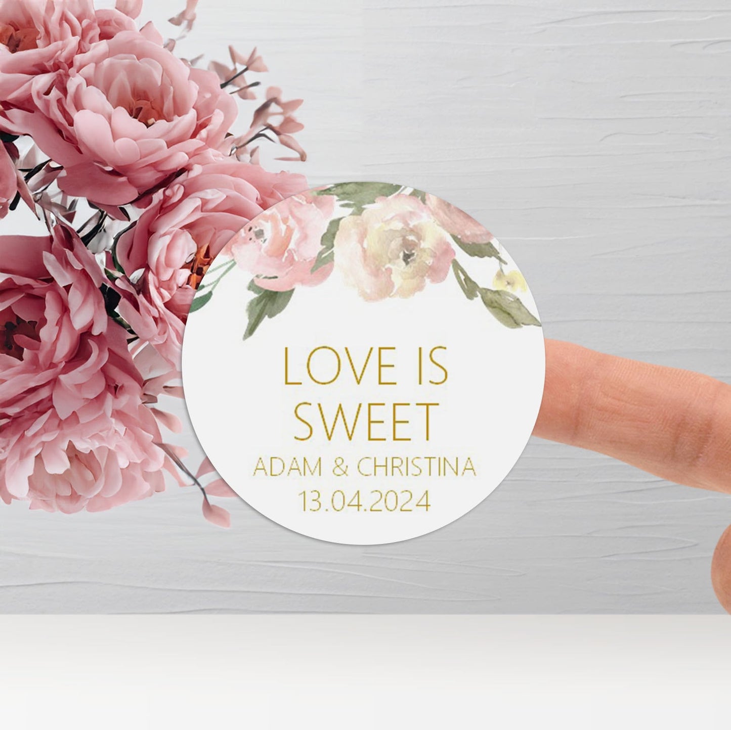 Love Is Sweet Wedding Stickers - Blush Floral