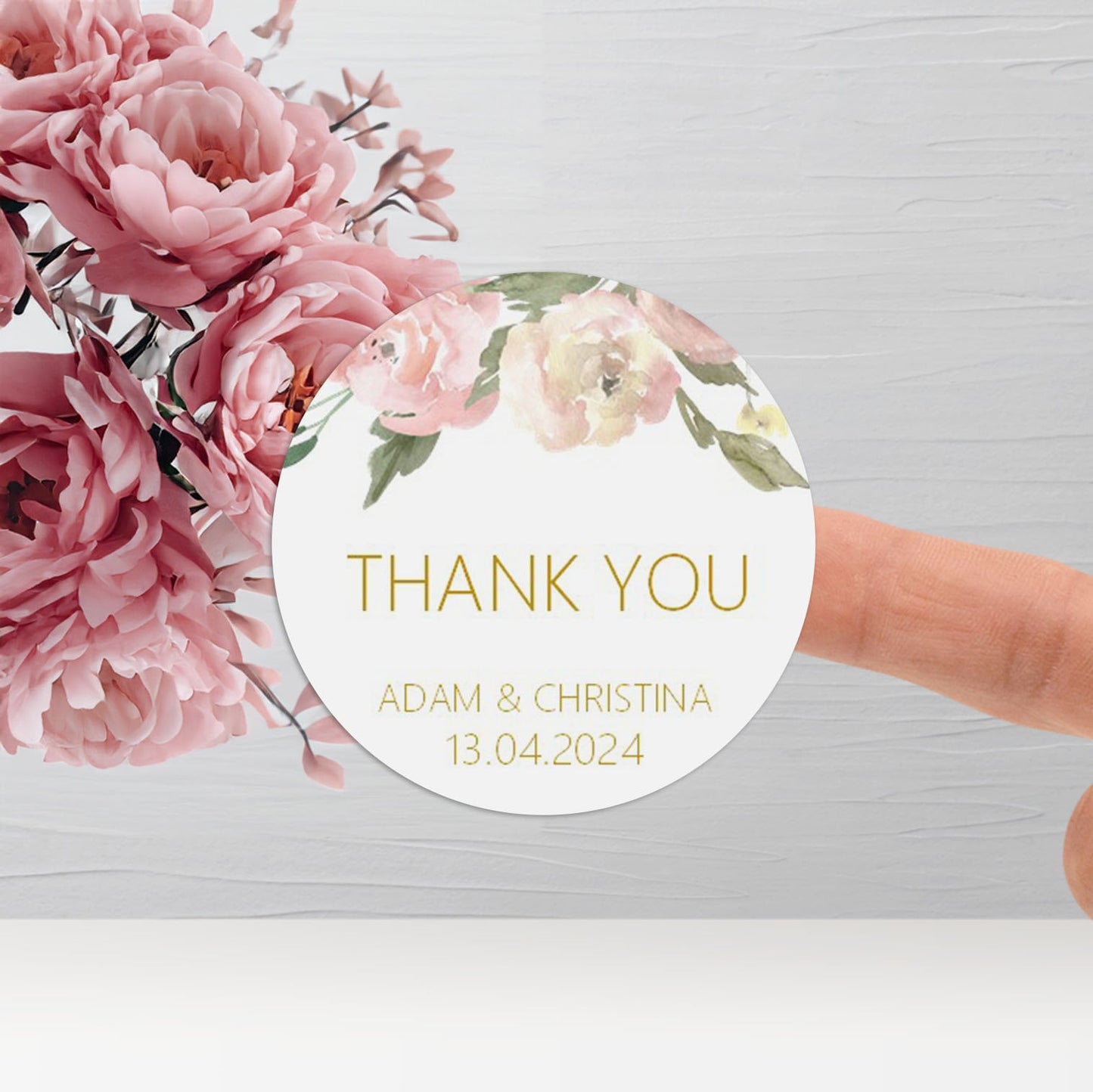 Thank You Wedding Stickers - Blush Floral