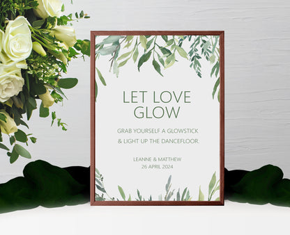 Let Love Glow Dancefloor Wedding Sign - Greenery