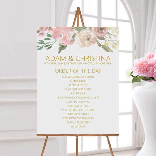 Order Of The Day Sign - Blush Floral