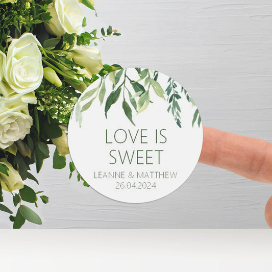 Love Is Sweet Wedding Stickers - Greenery