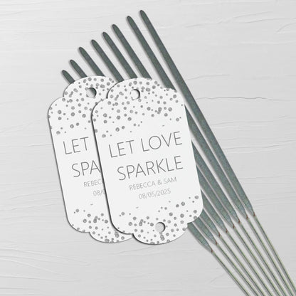 Sparkler Wedding Gift Tags, Silver Effect Personalised Pack Of 10