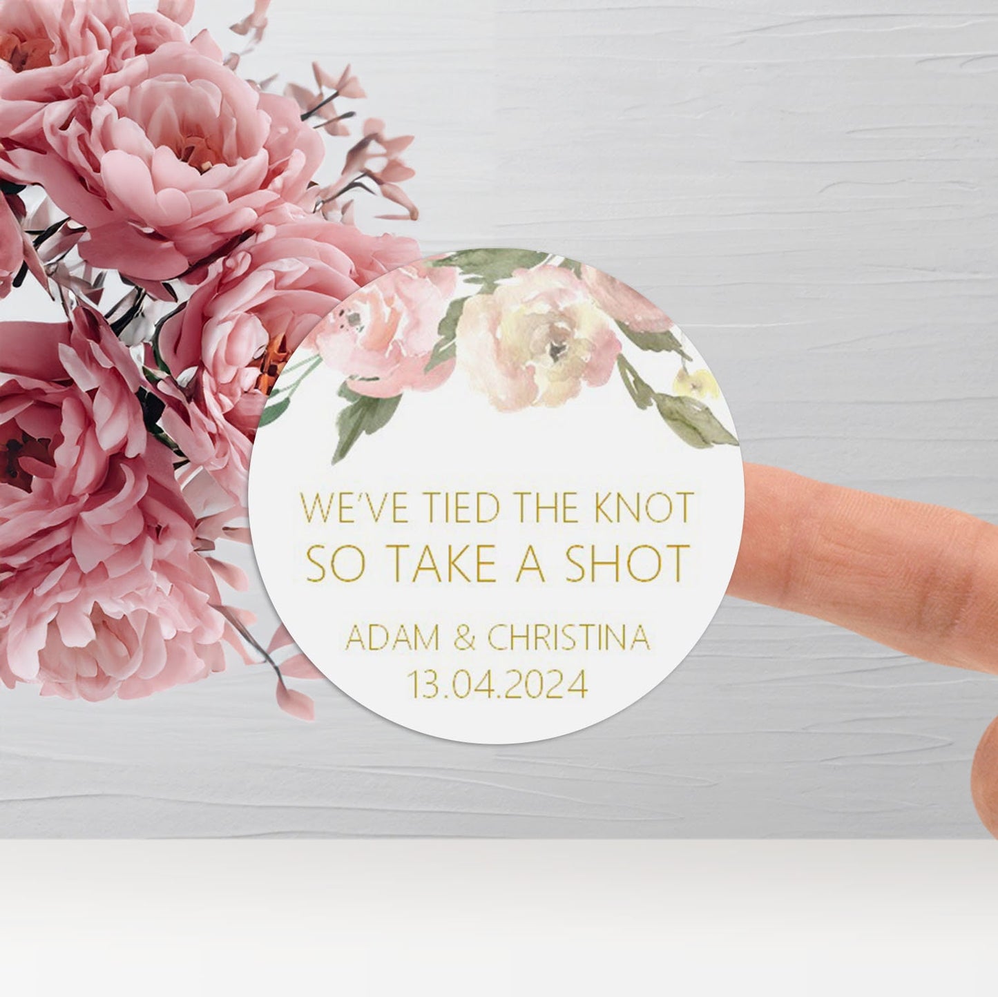 Take A Shot Wedding Stickers - Blush Floral