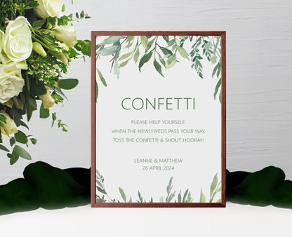 Confetti Wedding Sign - Greenery