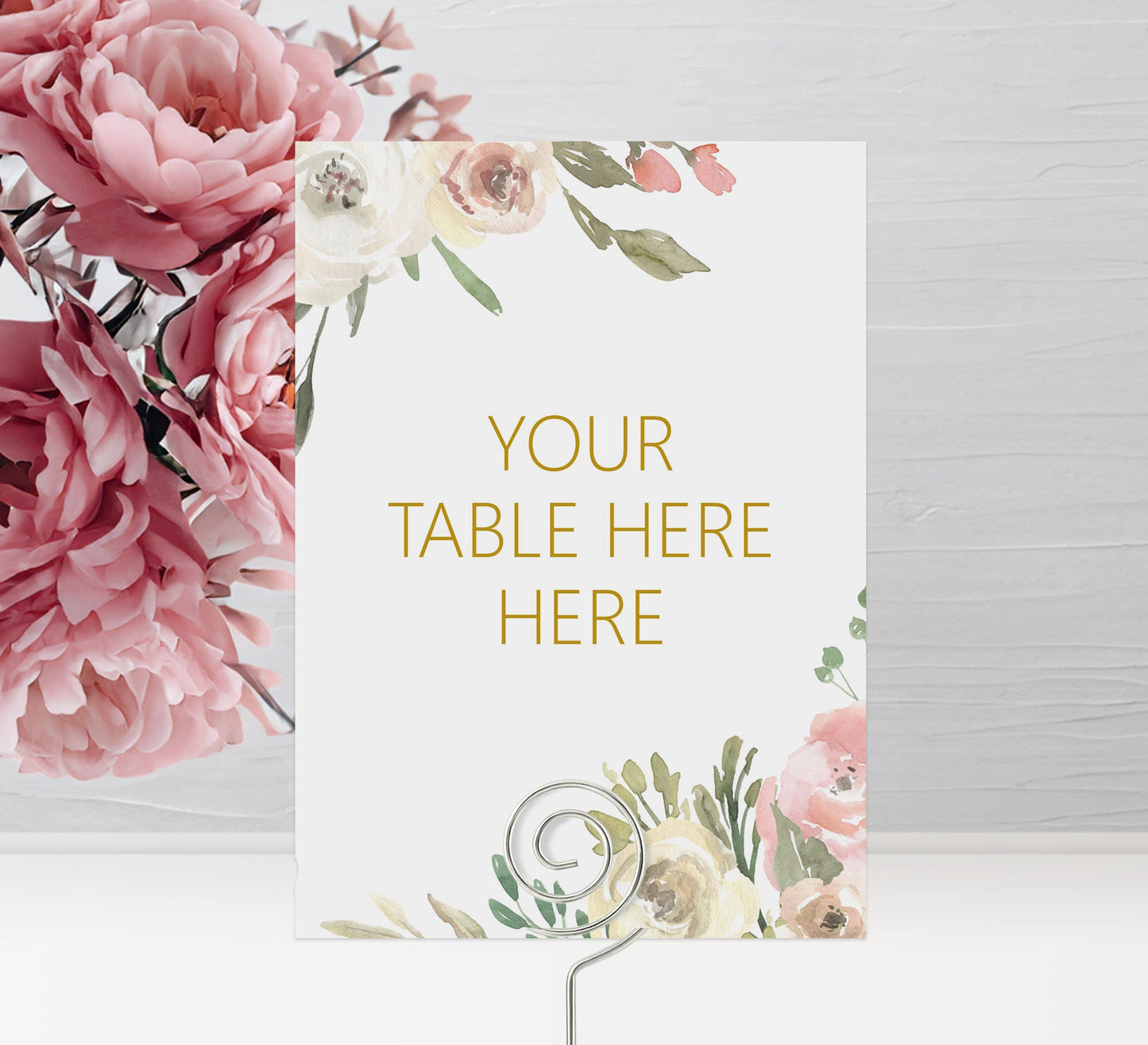 Custom Table Name Cards - Blush Floral