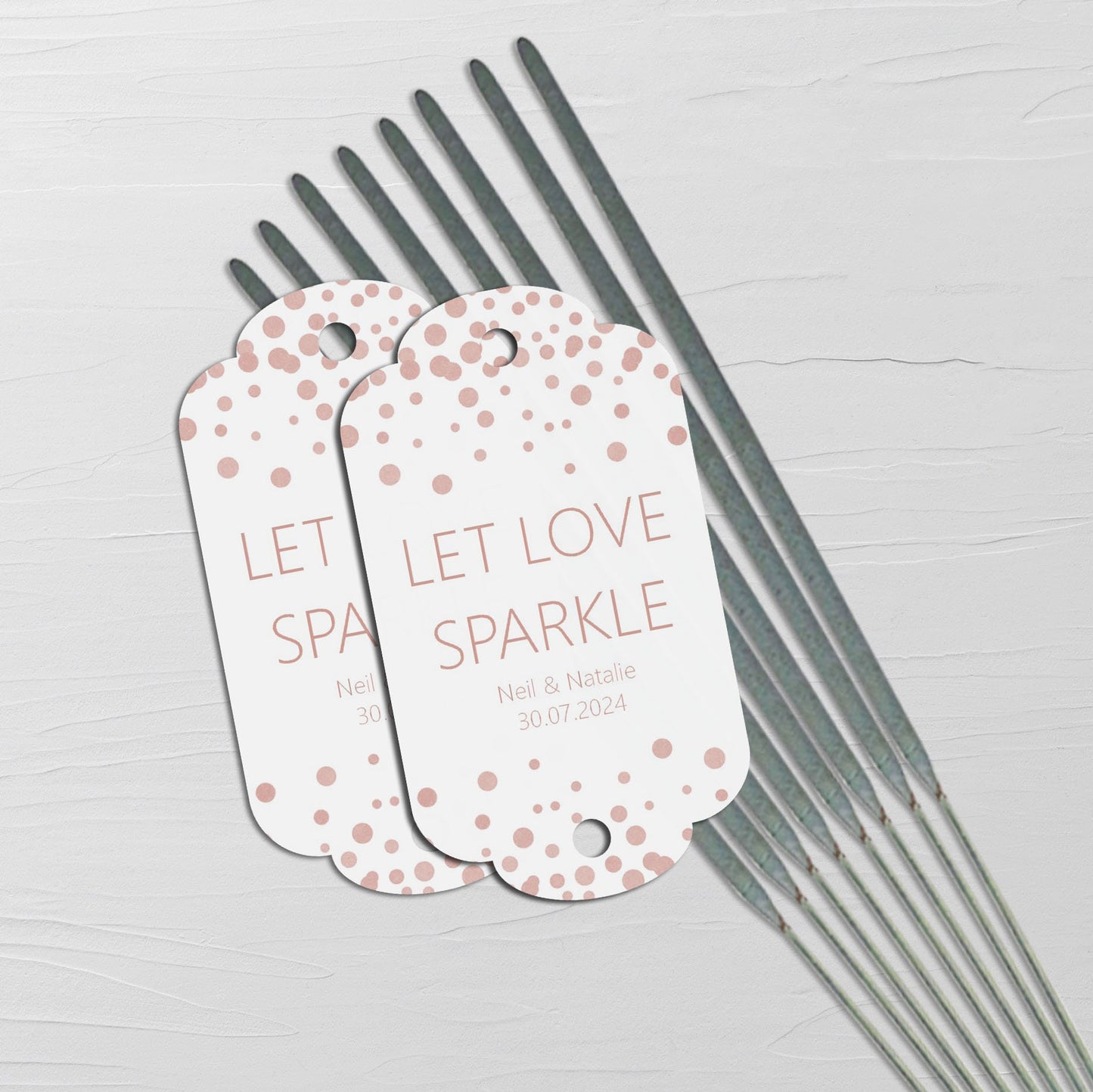 Sparkler Wedding Gift Tag, Blush Confetti Personalised Pack Of 10