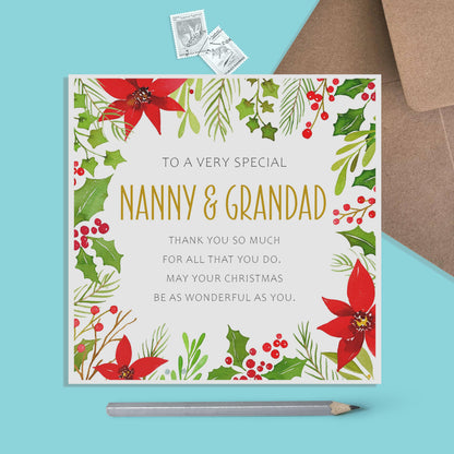 Traditional Christmas Card For Nanny And Grandad, Christmas Card From Grandson Or Granddaughter - PMPrinted