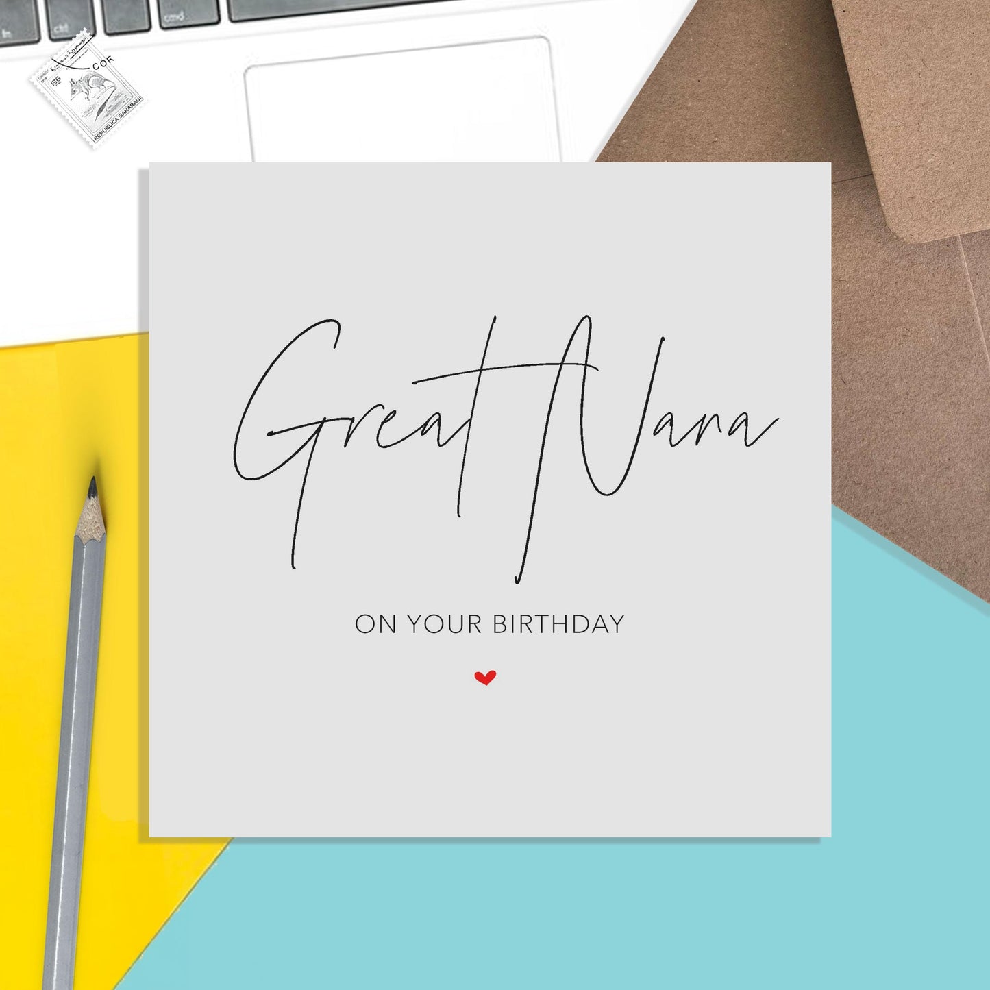 Great Nana Birthday Card, Simple Birthday Card - PMPrinted