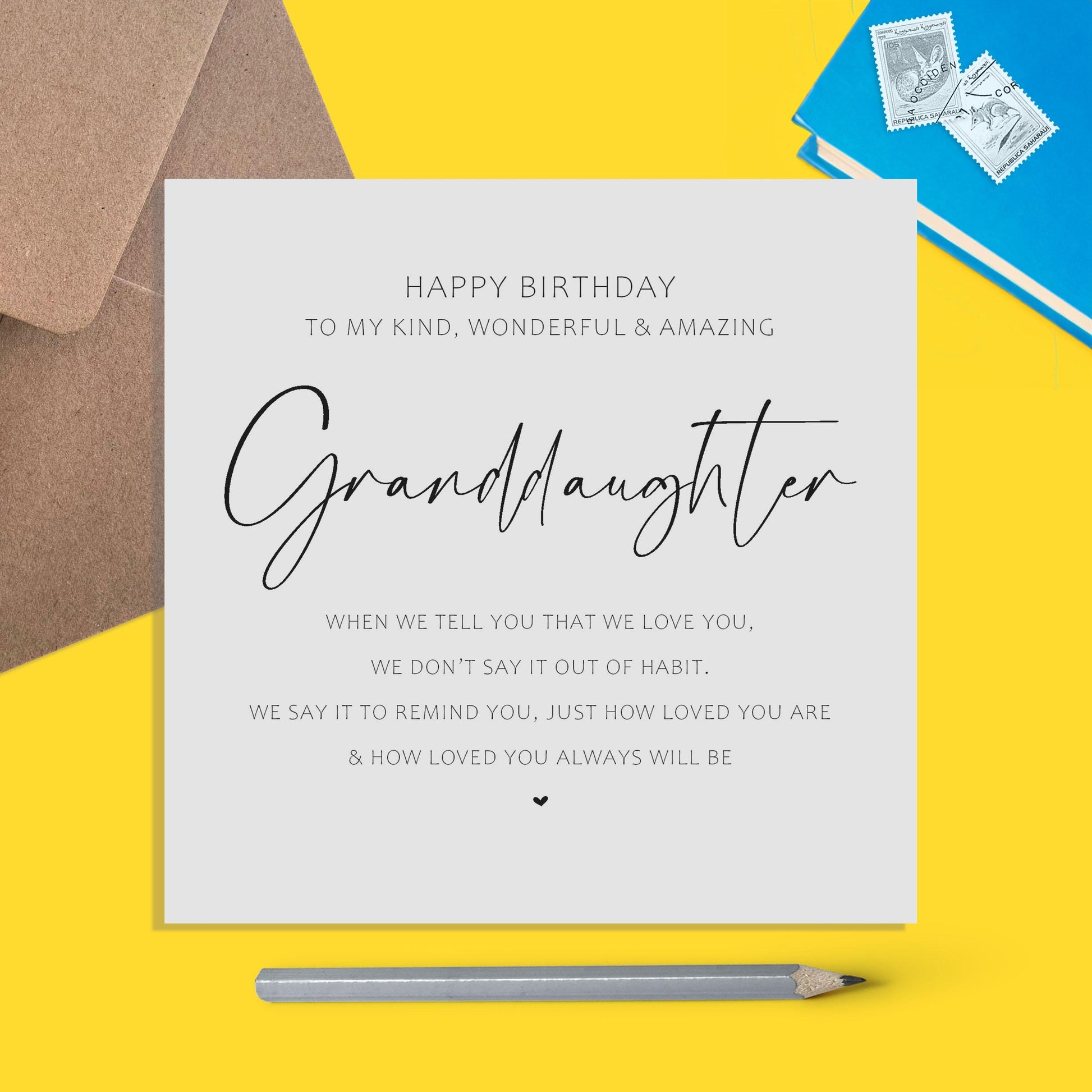 Granddaughter Birthday Card, We Love You Simple Birthday Card - PMPrinted