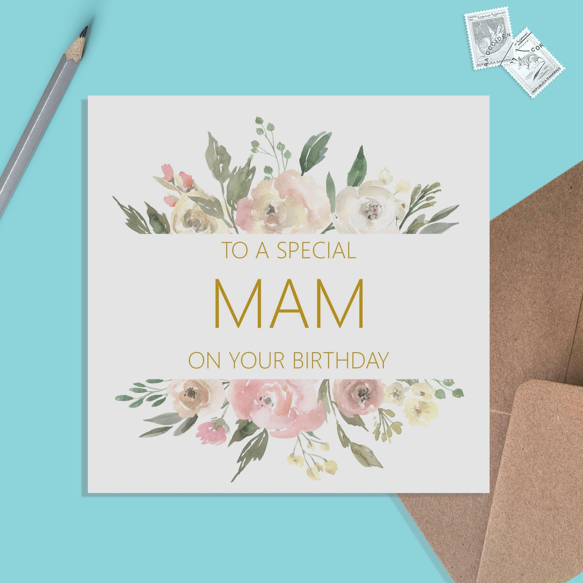 Mam Birthday Card, Blush Floral Flowers - PMPrinted