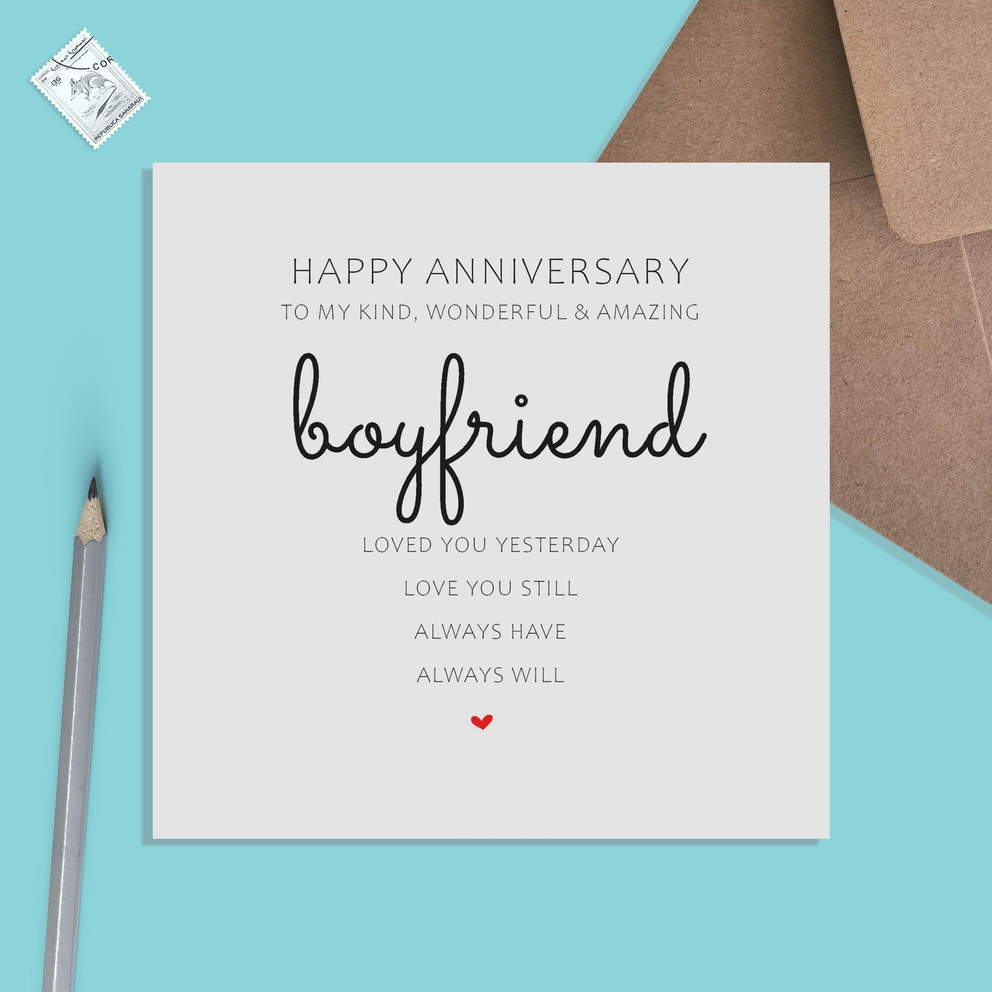 Boyfriend Anniversary Card, Loved you Yesterday Love You Still - PMPrinted