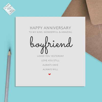 Boyfriend Anniversary Card, Loved you Yesterday Love You Still - PMPrinted