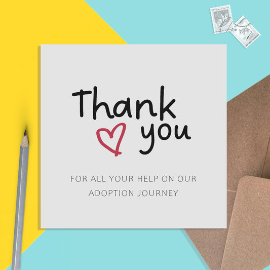 Thank You For Your Help On Our Adoption Journey, Card For Family, Social Worker & Support Network - PMPrinted