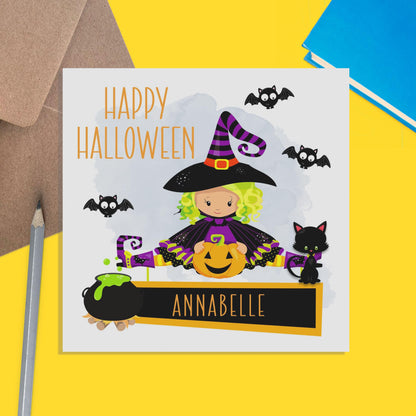 Witch Halloween Personalised Children's Card - PMPrinted