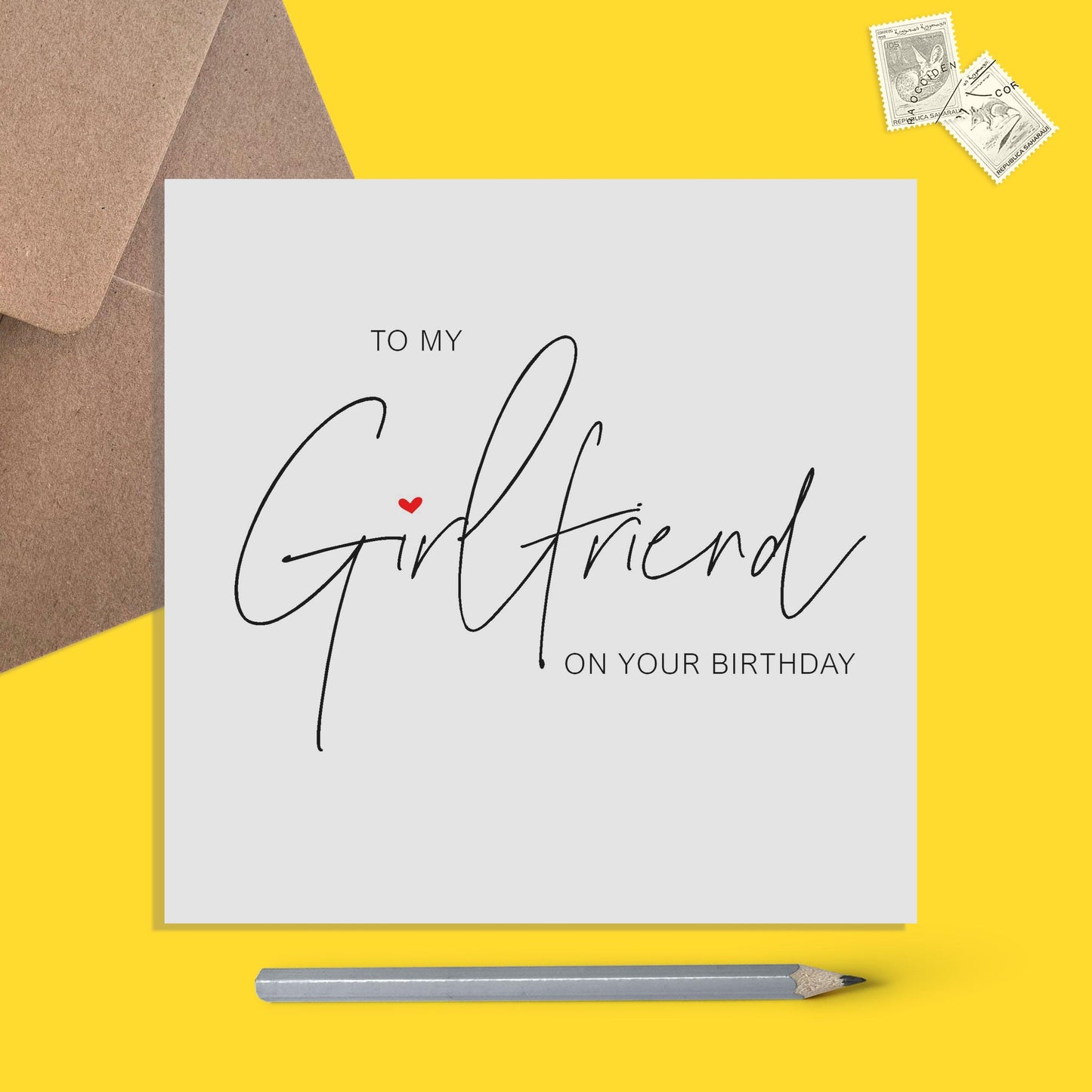 Girlfriend Birthday Card, Simple Elegant Design - PMPrinted