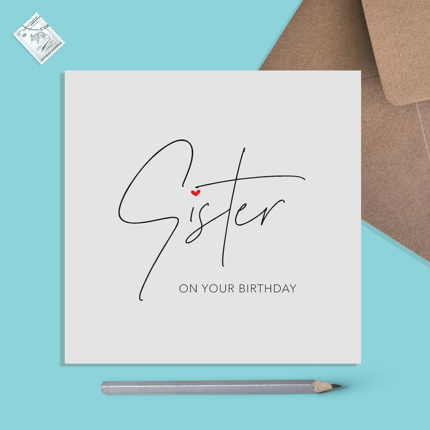 Sister Birthday Card, Simple Elegant Card - PMPrinted