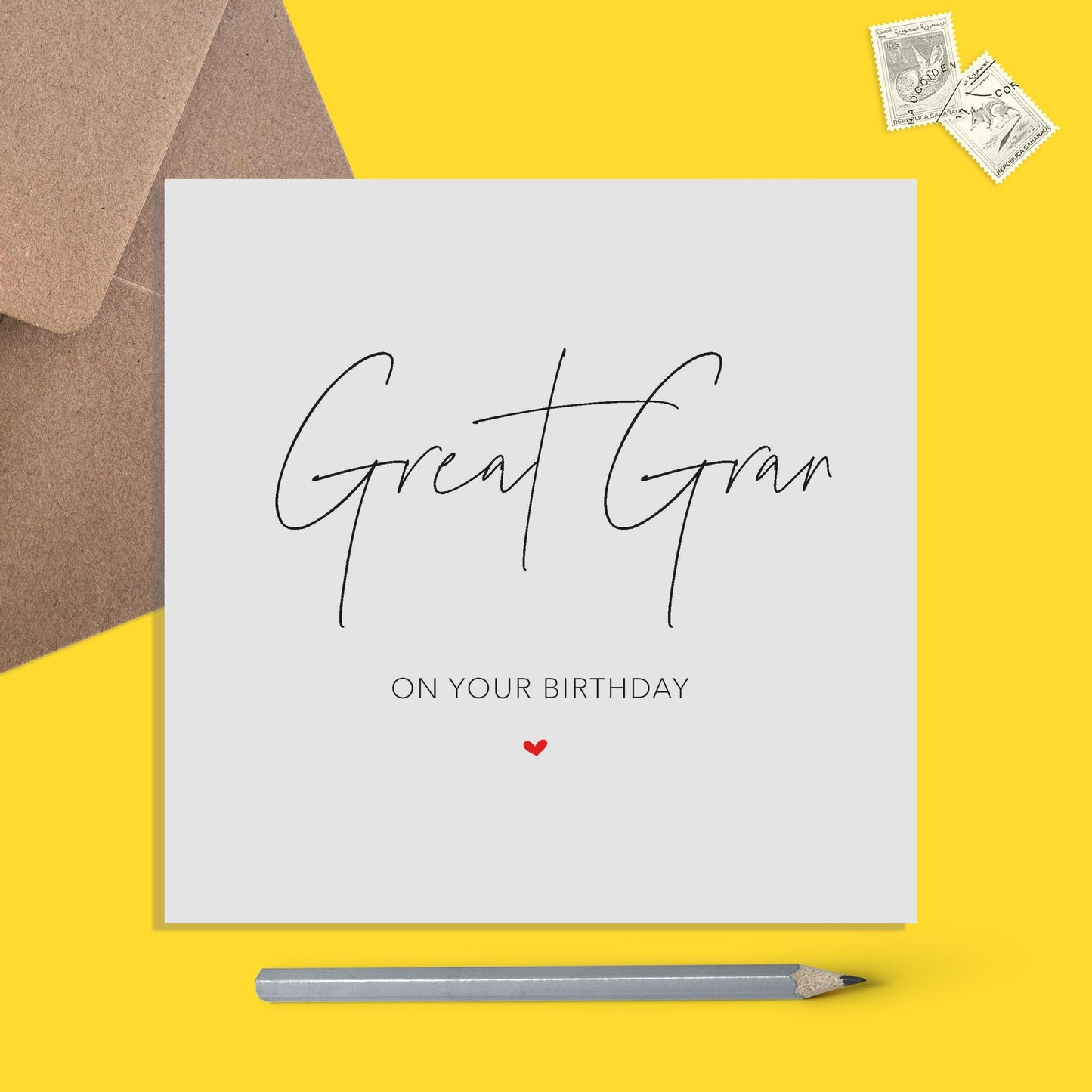 Great Gran Birthday Card, Simple Birthday Card - PMPrinted