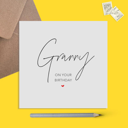 Granny Birthday Card, Simple Birthday Card - PMPrinted