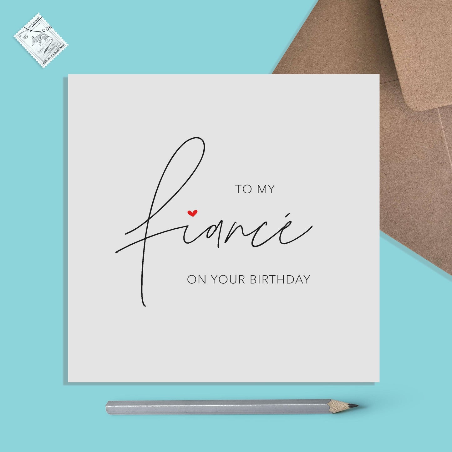 Fiancé Birthday Card, Simple Elegant Design - PMPrinted