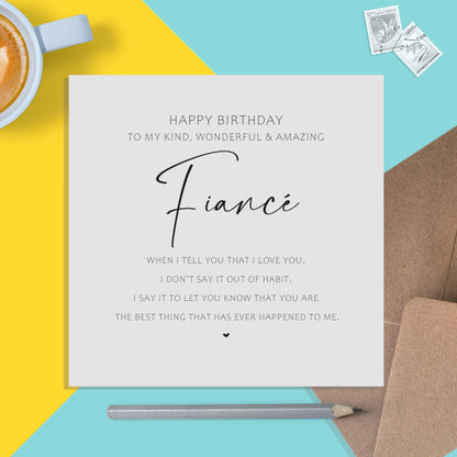 Fiancé Birthday Card, Best Thing That Ever Happened to Me, Simple Elegant Design - PMPrinted