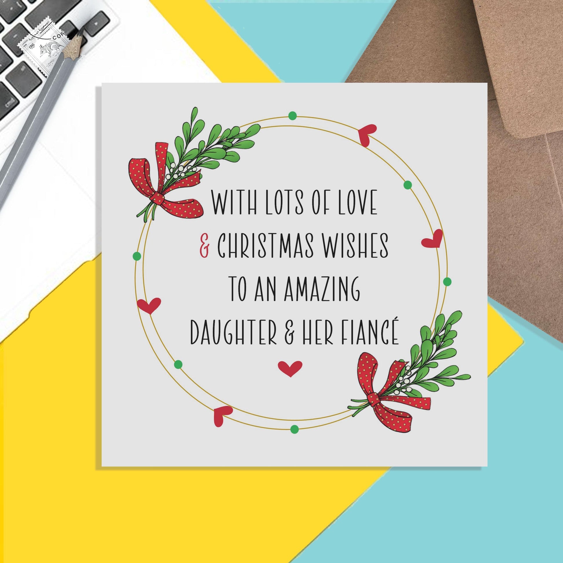 Christmas Card For Daughter And Her Fiancé, Lots Of Love & Christmas Wishes - PMPrinted