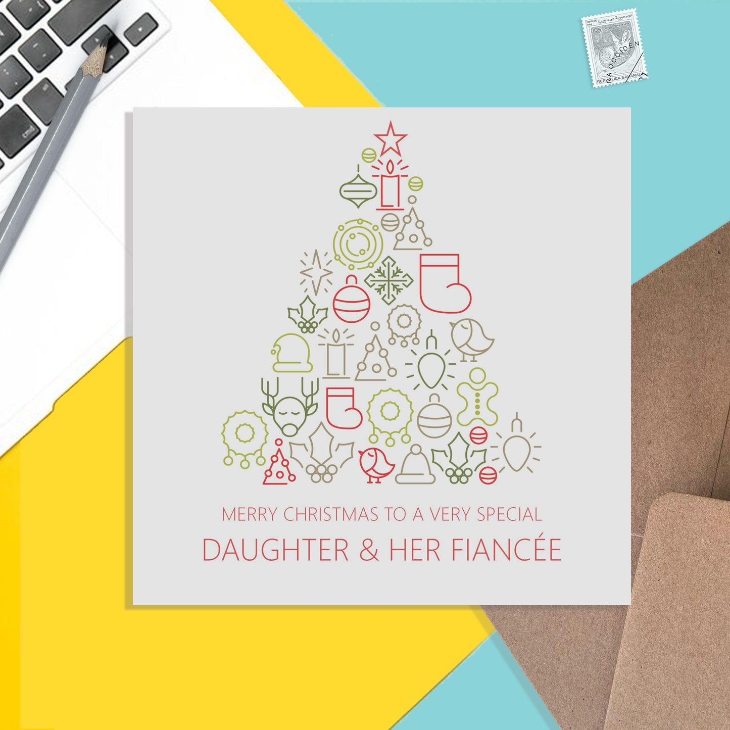 Daughter And Her Fiancée, Modern Christmas Card From Parents - PMPrinted