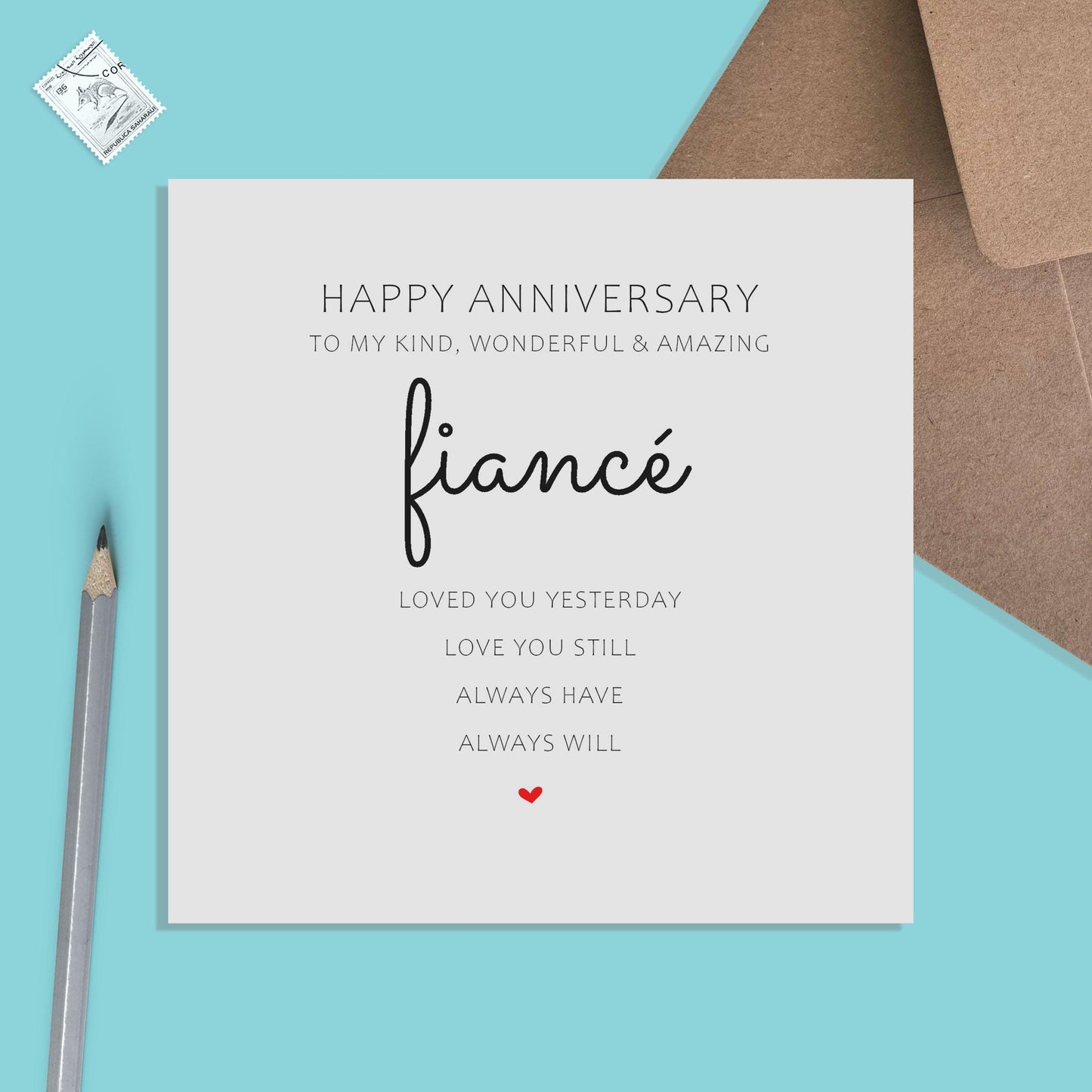 Fiancé Anniversary Card, Loved you Yesterday Love You Still - PMPrinted