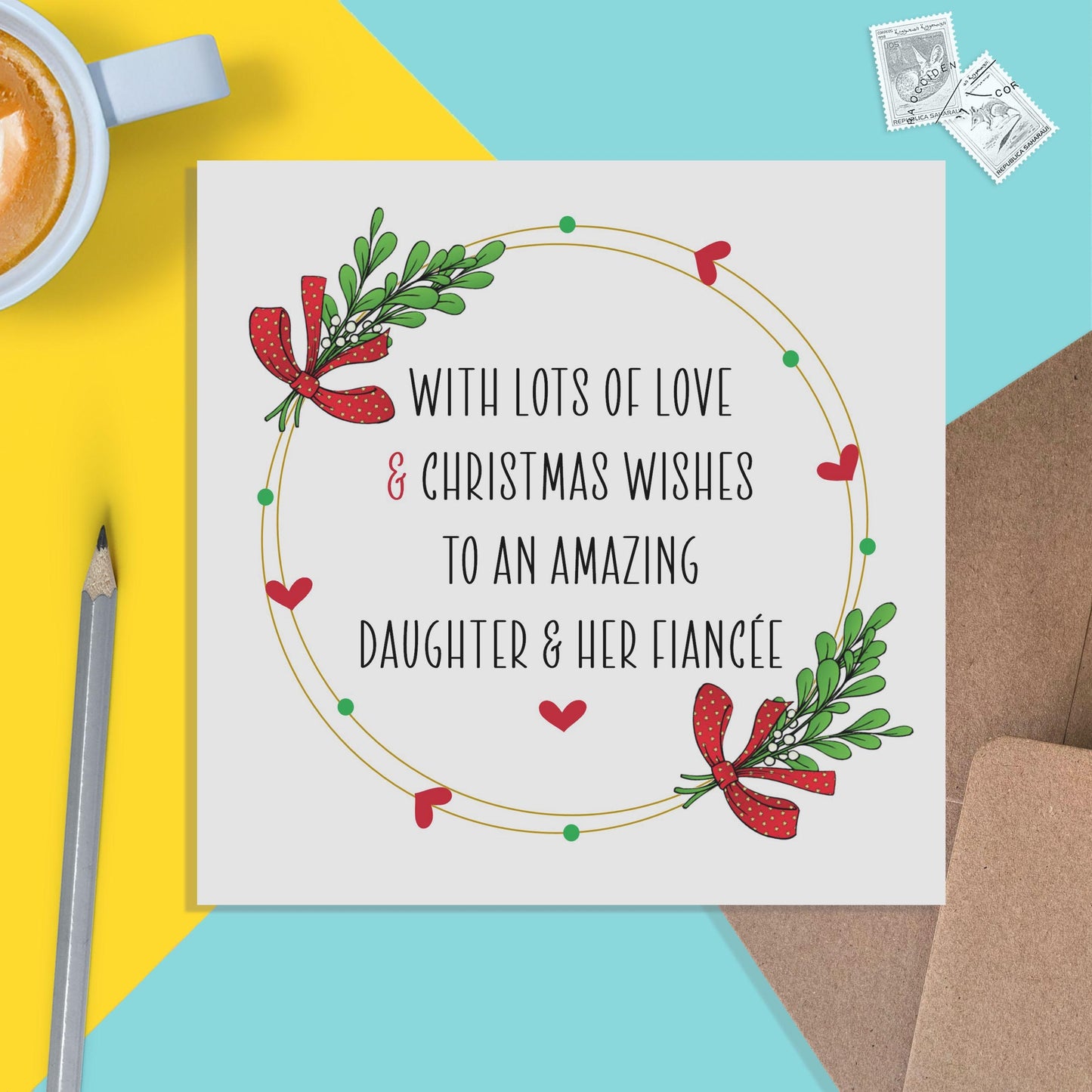 Christmas Card For Daughter And Her Fiancée, Lots Of Love & Christmas Wishes - PMPrinted