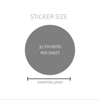 a diagram showing the size of a sticker size