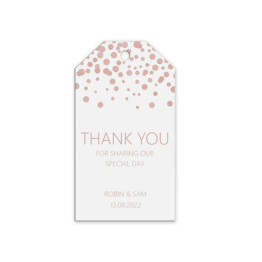 Thank You For Sharing Our Day Wedding Gift Tag, Blush Confetti Personalised Pack Of 10