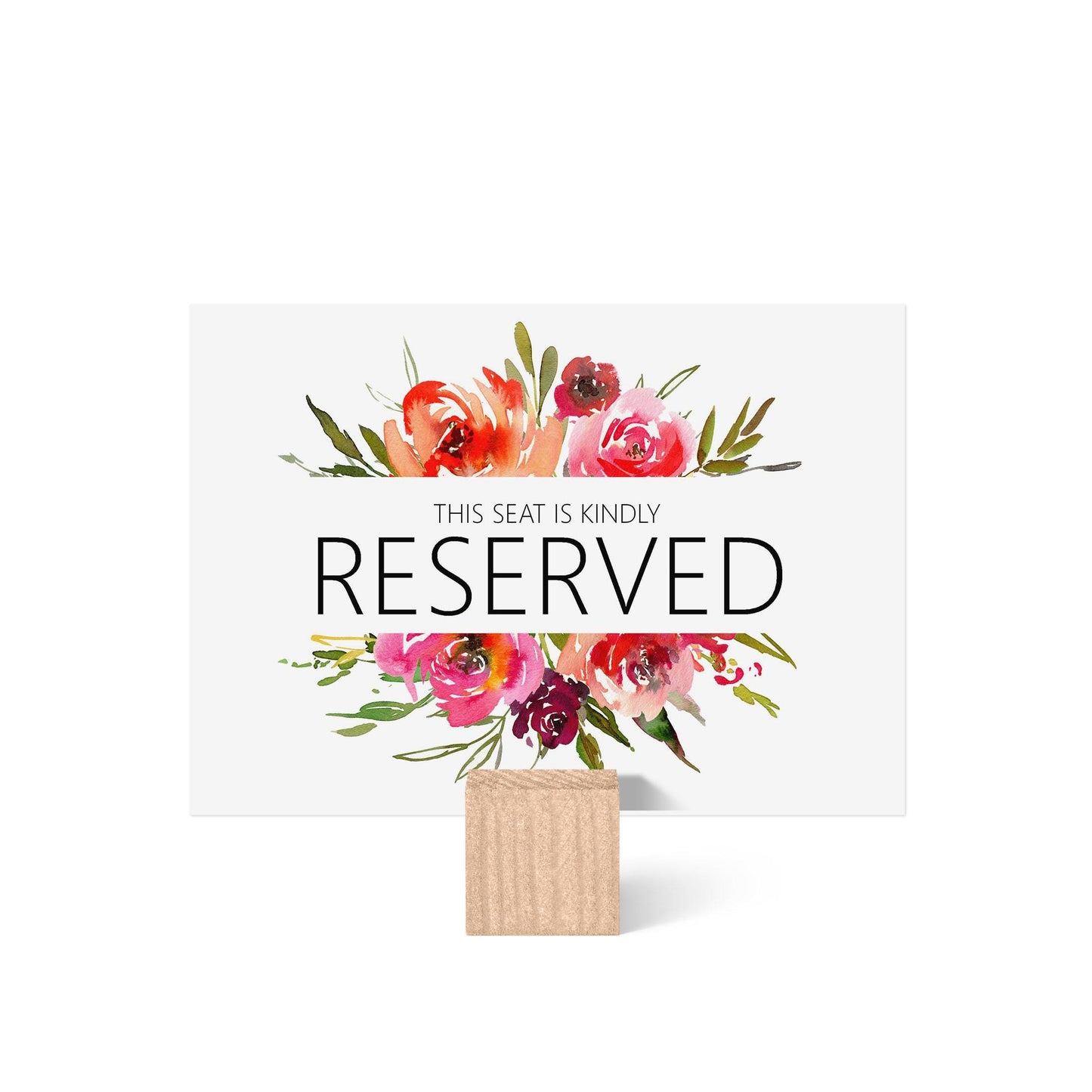 Red Floral Reserved Seating Cards - 5x7 Inches Pack of 5 / 10 / 15 Or 20