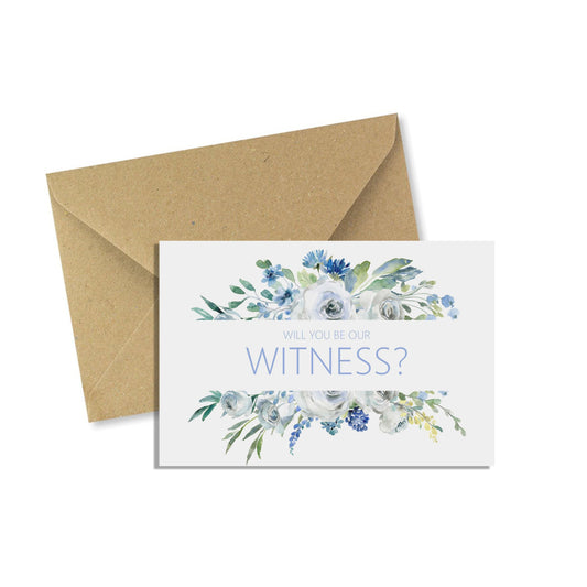 Will You Be Our Witness? Wedding Proposal Card - Blue Floral