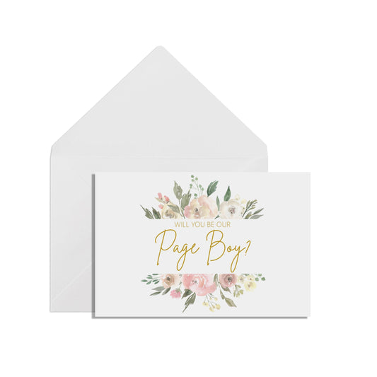 Will You Be Our Page Boy? Proposal Card - Blush Floral