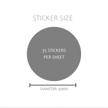 a diagram showing the size of a sticker size