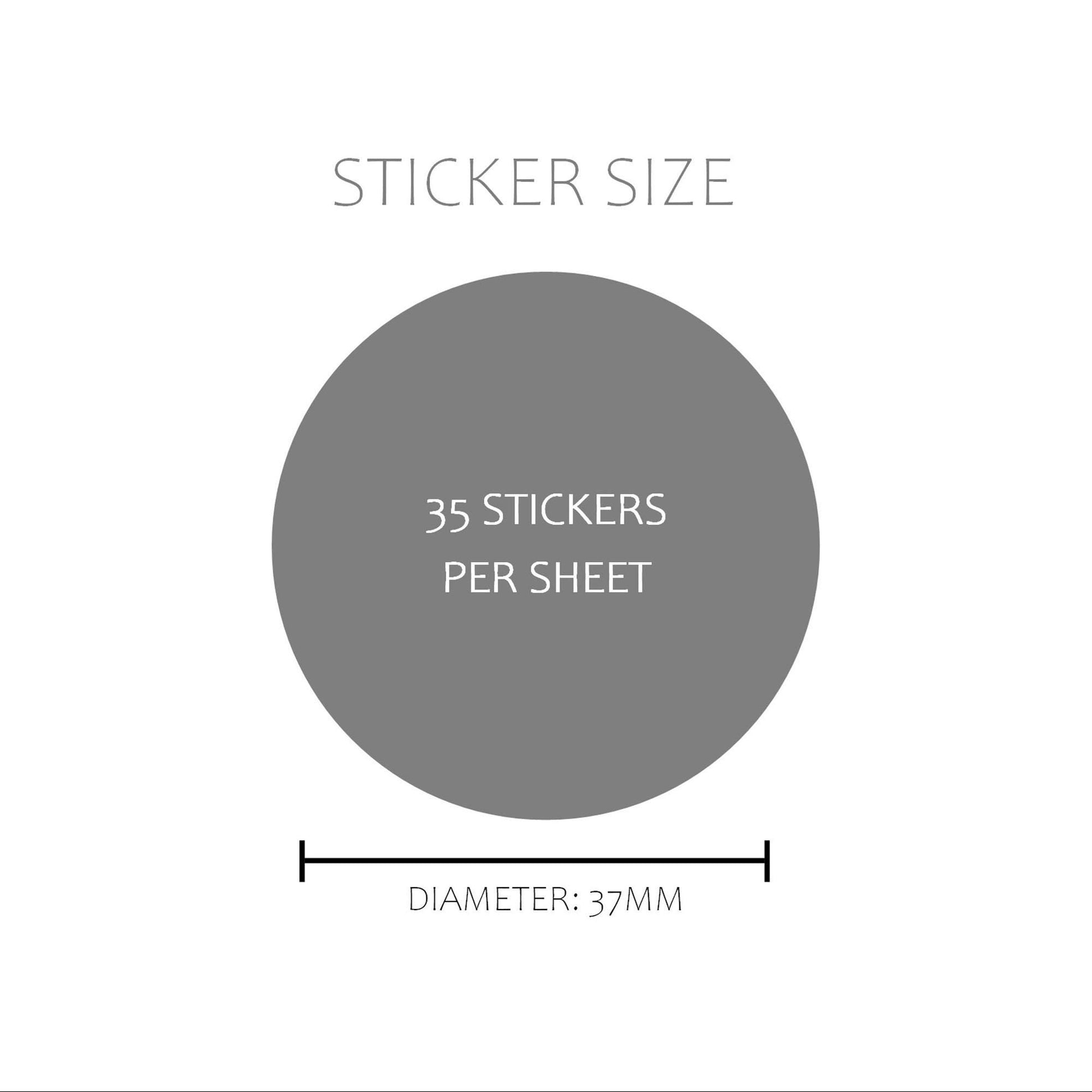 a diagram showing the size of a sticker size