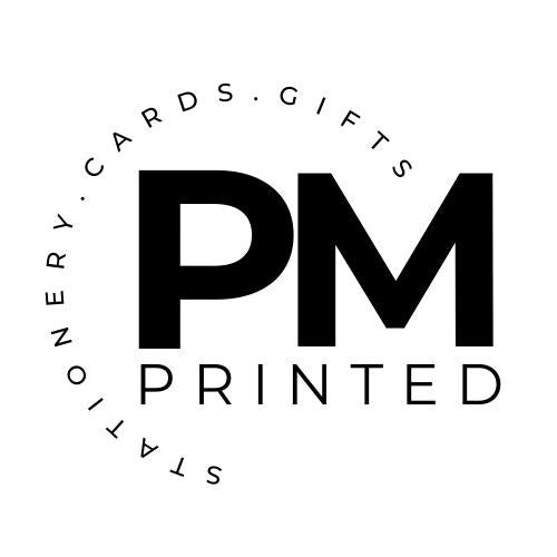 a black and white logo with the words pm printed on it