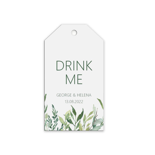 Drink Me Wedding Gift Tags - Greenery