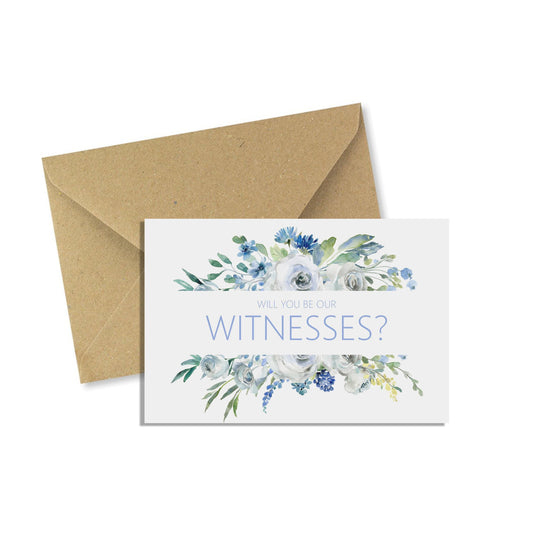 Will You Be Our Witnesses? Wedding Proposal Card - Blue Floral