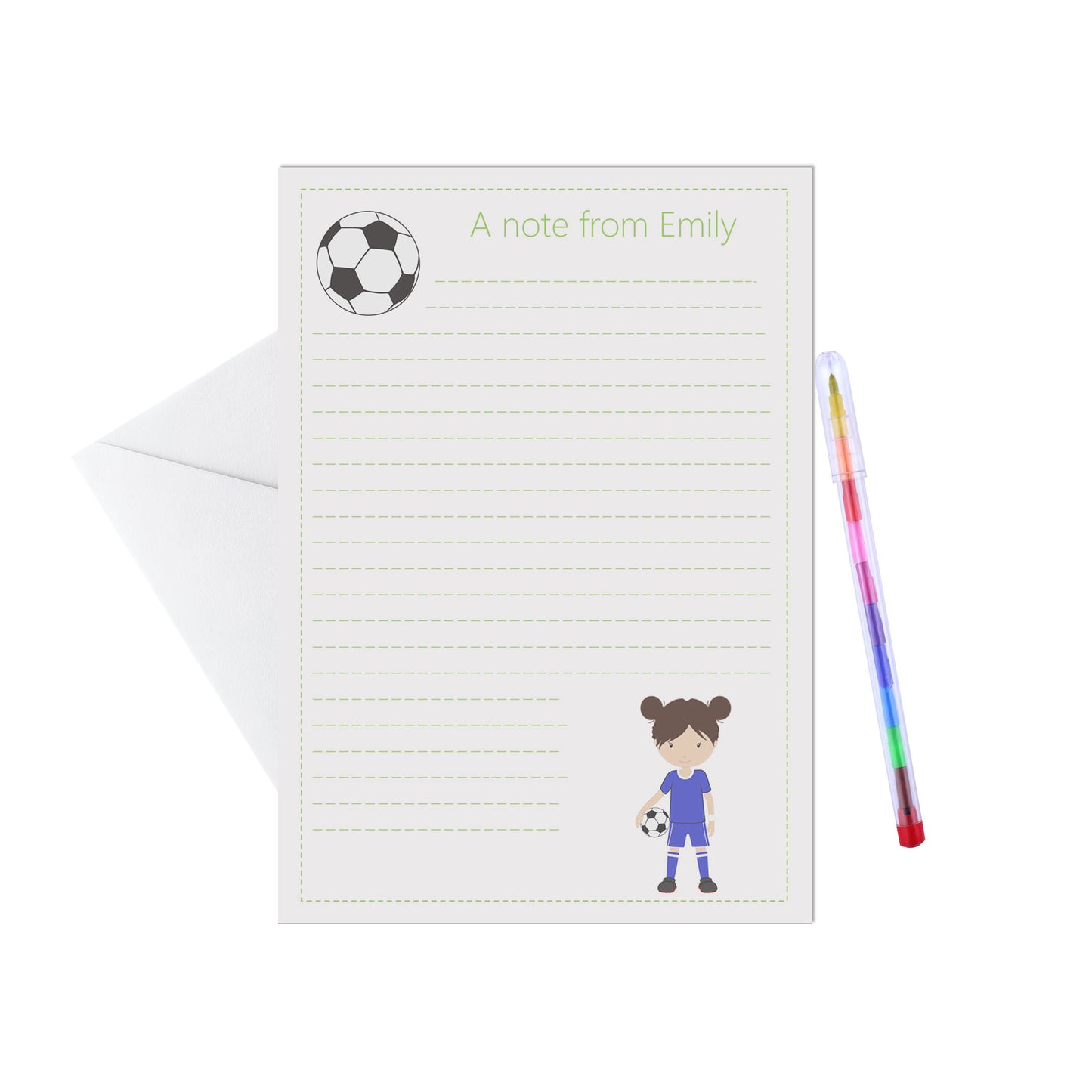 Footballer Personalised Letter Writing Set - 15 Sheets & Envelopes - Lots Of Designs