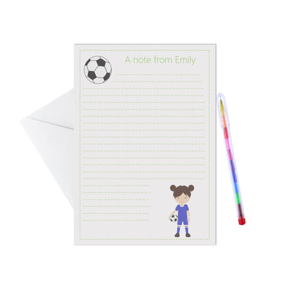 Footballer Personalised Letter Writing Set - 15 Sheets & Envelopes - Lots Of Designs