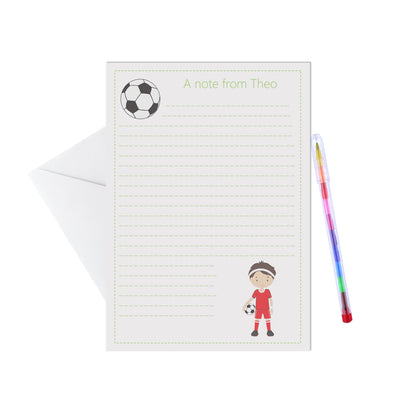 Footballer Personalised Letter Writing Set - 15 Sheets & Envelopes - Lots Of Designs