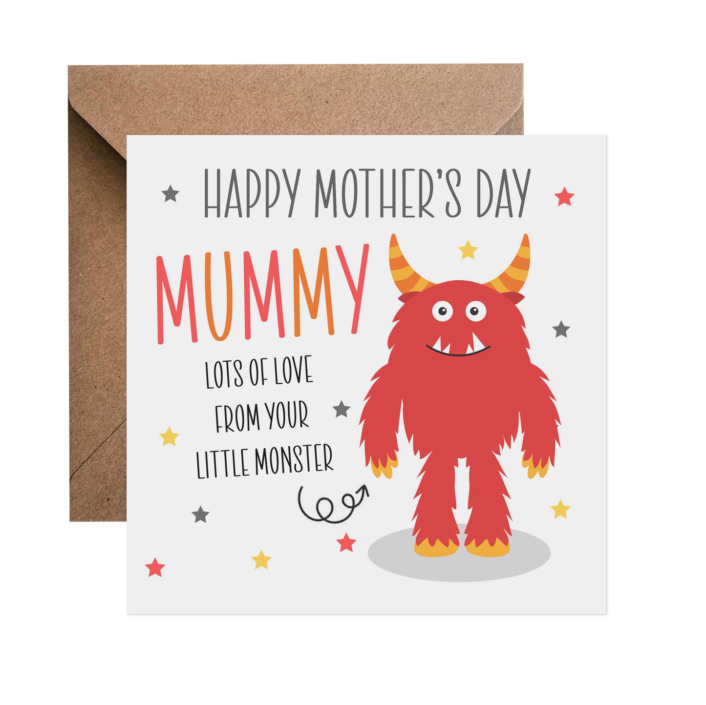 Little Red Monster Mother's Day Card - Choose Your Recipient