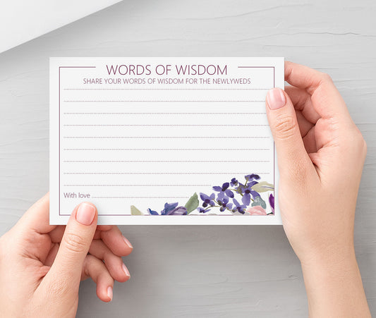 Words Of Wisdom Advice Cards - Purple Floral