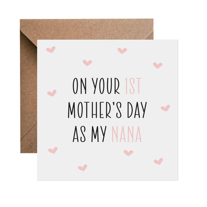 First Mothers Day Pink Heart Card - Choose Your Recipient