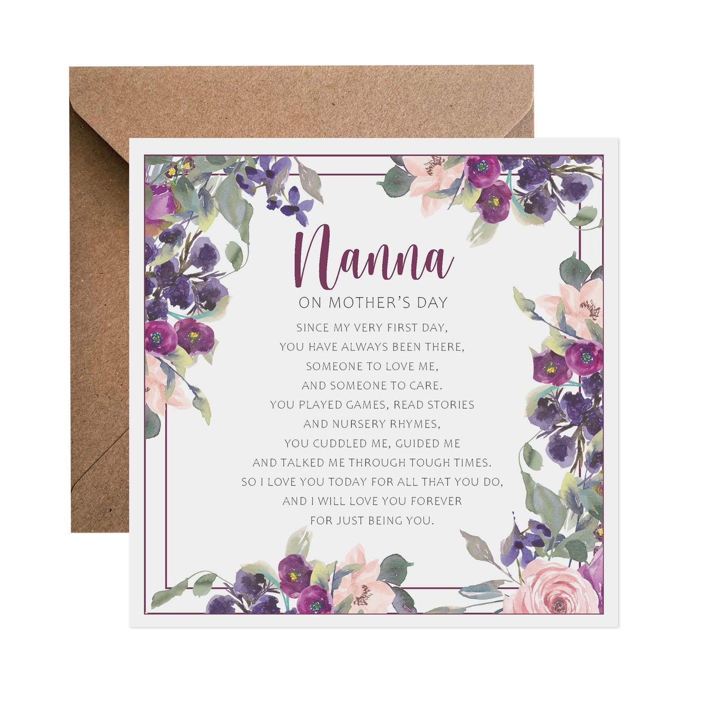 Sentimental Mother's Day Card Purple Floral - Choose Your Recipient